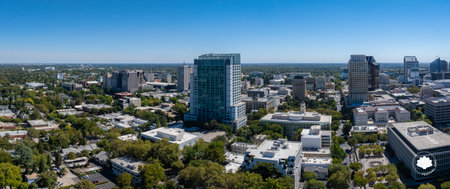 Aerial View of Sacramentos Skyscrapers and California State Capitolの写真素材