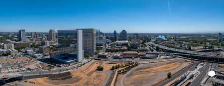 Aerial View of Sacramentos Modern and Historic Architectureの写真素材