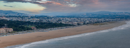 Aerial View of Ocean Beach and Windmillの写真素材