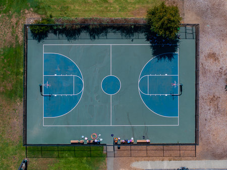 Aerial View of Basketball Court Near Mountain View, San Franciscoの写真素材