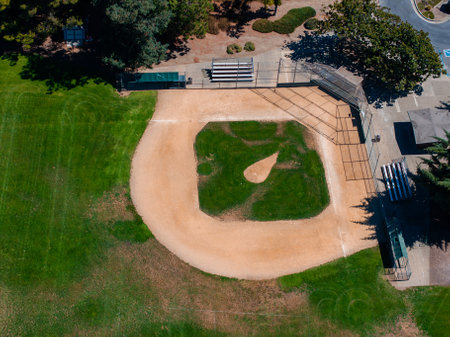 Aerial View of Baseball Field in San Francisco Area Parkの写真素材