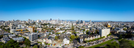 Aerial View of San Francisco Skyline with Transamerica Pyramidの写真素材