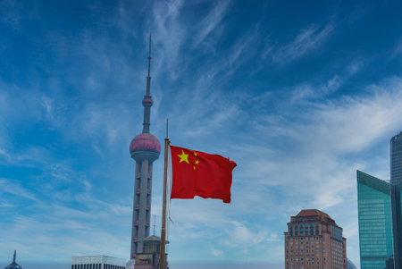 Shanghai Skyline with Oriental Pearl Towerの写真素材