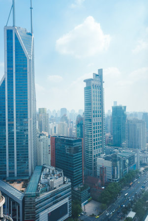 Shanghai Cityscape with Jin Mao Tower and Modern Skyscrapersの写真素材