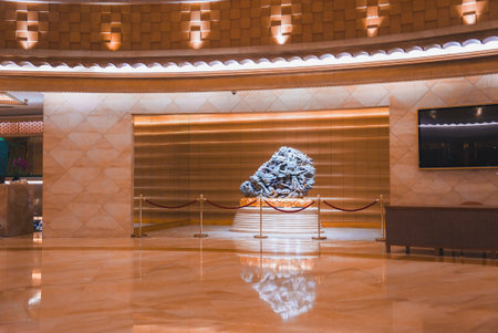 Elegant Interior with Abstract Sculpture in Shanghai Buildingの写真素材