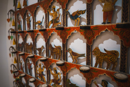 Intricate Wall Display with Arched Niches and Hand Painted Figures