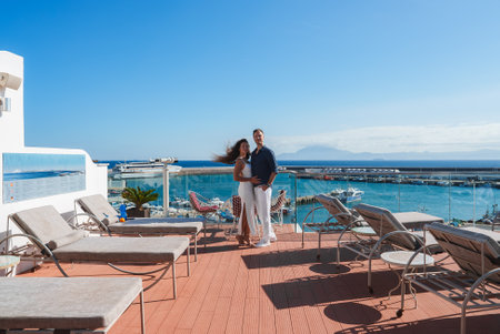 Luxurious Rooftop Terrace Overlooking Marina with Distant Mountains
