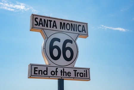End of the Trail Sign for Route 66 in Santa Monica, California