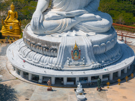 Base of the Iconic Big Buddha Statue in Phuket, Thailandの写真素材