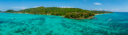 Aerial View of Tropical Island with Turquoise Waters in Thailandの写真素材