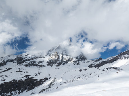 Aerial View of Snow Covered Matterhorn Peak and Alpine Landscapeの写真素材