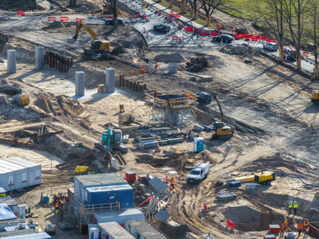 Construction Site with Roads and Bridges in Riga, Latvia