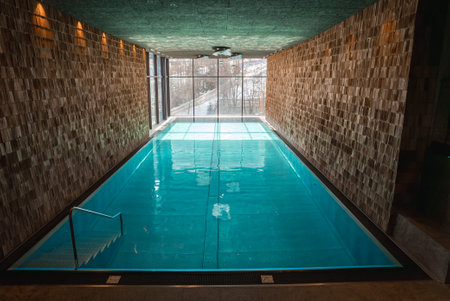 Indoor Pool with Alpine View in Luxury Hotel, Italian Alps