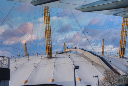 The Arena in London with Walkway and Modern Architectureの写真素材