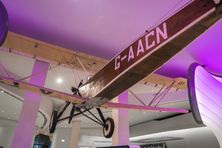 Historic Aircraft G AACN Displayed Indoors in Museum Settingの写真素材