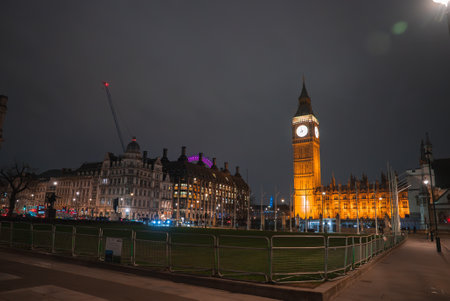 Big Ben and Houses of Parliament Illuminated at Night in London