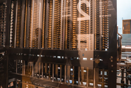 Detailed View of Charles Babbages Difference Engine Replica in Museumの写真素材