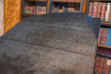 The Rosetta Stone Displayed in the British Museum, Londonの写真素材