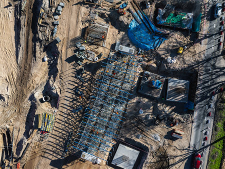 Aerial View of Southern Bridge Phase 4 Construction in Riga, Latvia