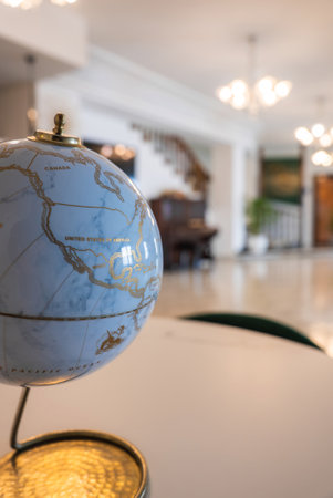 Close Up of Decorative Globe in Elegant Interior Settingの写真素材