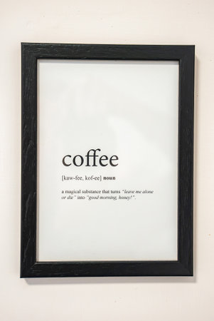 Framed Print with Coffee Definition on White Wall