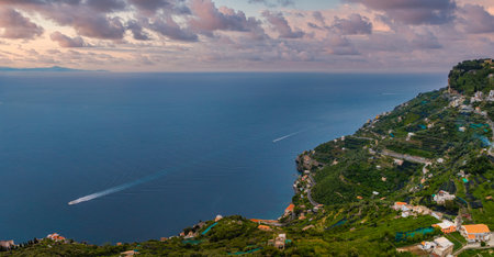 Aerial View of Ravello Overlooking the Tyrrhenian Sea in Italy