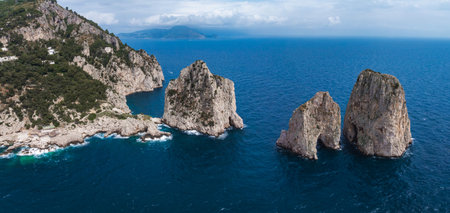 Faraglioni Rock Formations and Coastline of Capri Island, Italy