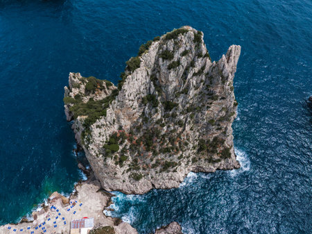 Rocky Formation and Beach Area on Capri Island, Italy