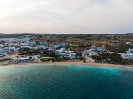 Aerial View of Ayia Napa, Cyprus with Beaches and Resortsの写真素材