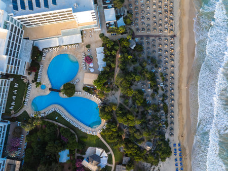 Aerial View of Luxury Resort and Beach in Ayia Napa, Cyprusの写真素材