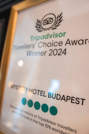 Framed Certificate for Mystery Hotel Budapests 2024 Award