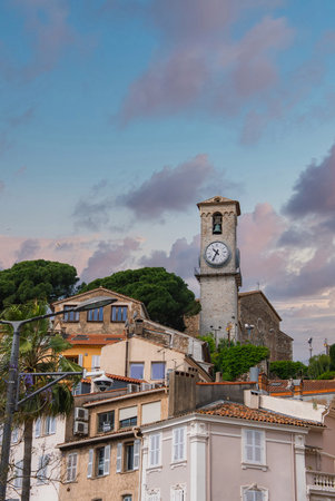 Clock Tower of Church of Our Lady of Esperance in Cannes, Franceの写真素材