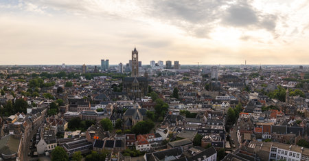 Aerial View of Utrecht Cityscape with Dom Tower in the Netherlandsの写真素材