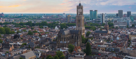 Aerial View of Utrecht with Dom Tower and Historic Buildingsの写真素材
