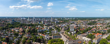 Aerial View of Eindhoven City Center with High Rise Buildingsの写真素材