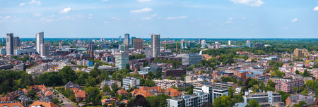Aerial View of Eindhoven Cityscape with Modern and Traditional Architectureの写真素材