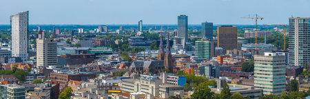 Aerial View of Eindhoven with St. Catherines Church and Urban Landscapeの写真素材