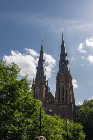 Twin Spires of St. Willibrords Church in Utrecht, Netherlandsの写真素材