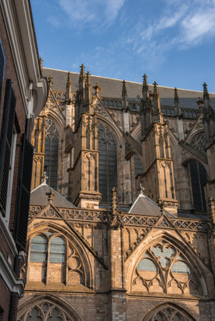 Gothic Architecture of Dom Tower in Utrecht, Netherlandsの写真素材