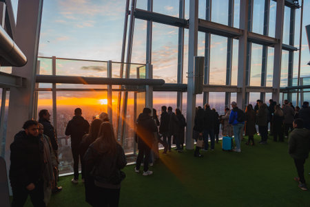 Sunset View from The Shard Observation Deck in London During Winterの写真素材