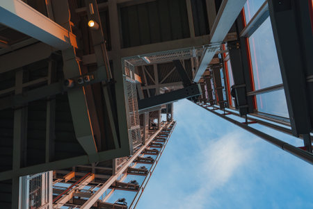 Upward View of The Shard Against a Clear Blue Sky in Londonの写真素材