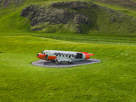 Wreckage of U.S. Navy Douglas C 117D Aircraft in Icelandic Landscape