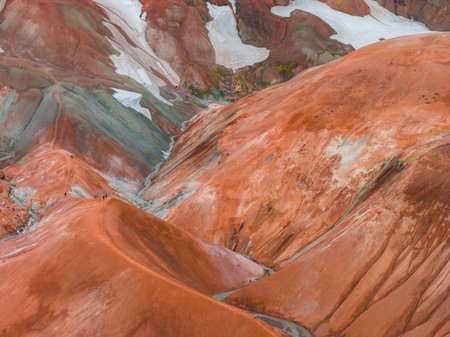 Aerial View of Rainbow Mountains in Landmannalaugar, Iceland