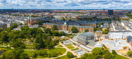 Aerial View of Copenhagen Featuring Botanical Garden and Cityscape