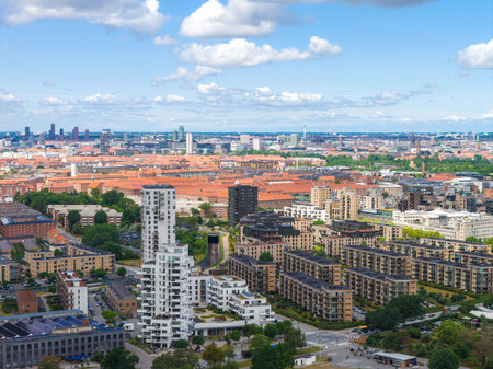 Aerial View of Copenhagen with Historic and Modern Architecture