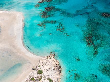 Aerial View of Elafonisi Beach with Sandbars and Turquoise Waters