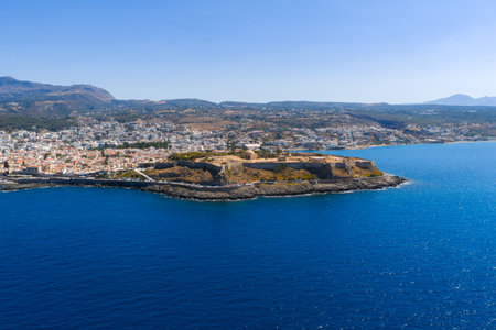 Aerial View of Rethymno Town and Fortezza on Crete, Greeceの写真素材