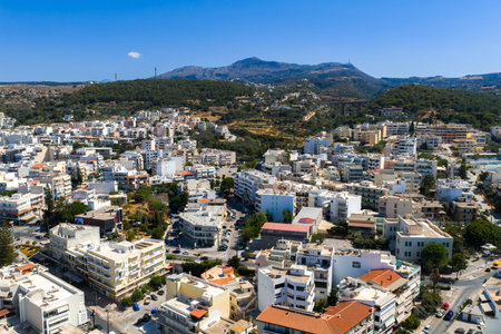 Aerial View of Rethymno Town with Mediterranean Architecture, Creteの写真素材