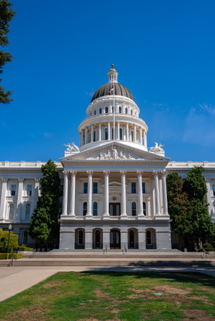 California State Capitol Building with Dome and Lush Greeneryの写真素材