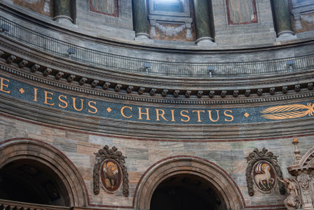 Interior of Frederiks Church in Copenhagen with Ornate Detailsの写真素材